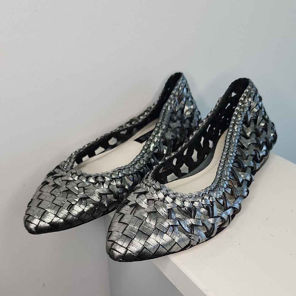 Anne Klein Metallic Woven Flats